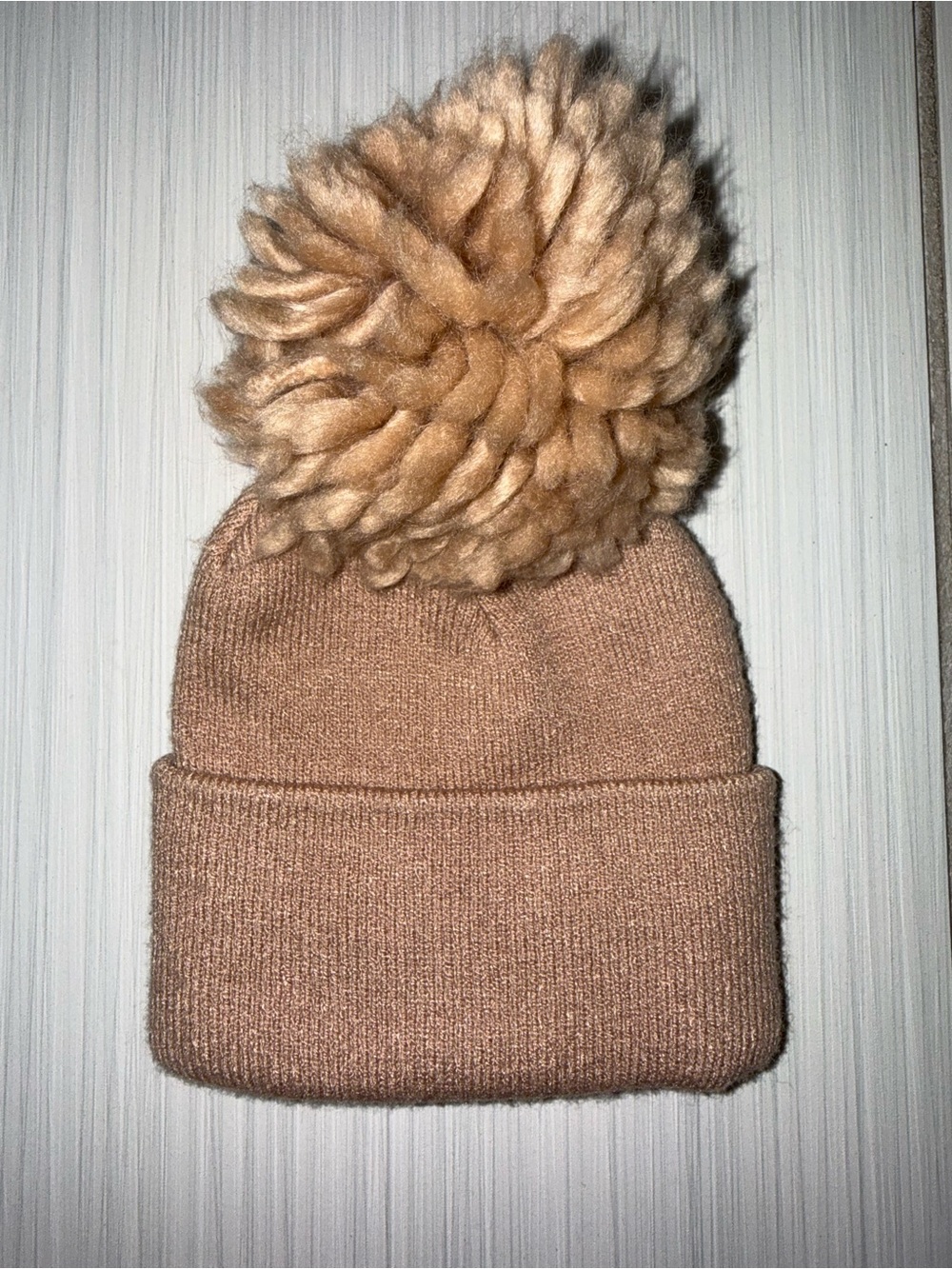 Newborn Cozy Knit Pom Beanie in Camel